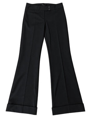 BCBG Max Azria Y2K Black Bootcut Flare Dress Pants Size 2 NWT Cuffed Hem